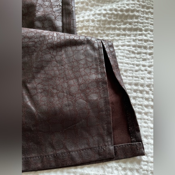 Brown faux leather crocodile print trouser size 2 - Picture 6 of 6